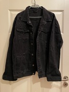 Czarna jeansowa kurtka z przetarciami, oversize, unisex