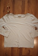 Bluzka Marc O'Polo r. M w paski beżowo-biała dł rękaw bawełniana damska