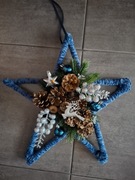 Gwiazda wisząca stroik srebrny kolor renifer święta ozdoba świąteczna