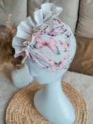 Turban dla dziewczynki motyle i kwiaty 
