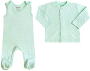 Wyprawka bawełna NINI roz 50 kaftanik śpioszki grochy