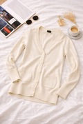 Kremowy kardigan na guziki | klasyczny | V-neck | french chic