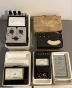 Kolekcja starych przyrządów pomiarowych OM-1, Lavo-1, OME-5, UM-5B,