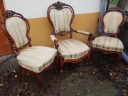 Ludwik Filip z XIX wieku  zestaw Fotel+ dwa krzesła.