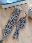 Zestaw zakończenie roku, dla nauczyciela, makramowa zakładka oraz zawieszka