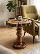 Stolik kawowy z orzecha z czarną żywicą epoksydową