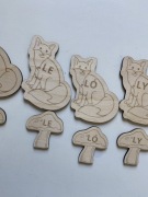 Drewniane tabliczki z sylabami do nauki czytania - Lis i grzybek (LA)