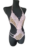 Seksowne koronkowe body wzór panterka bielizna damska 34,XS