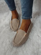 (41/42) Beżowe Baleriny Dzianinowe, beżowe Mokasyny letnie, NOWE 