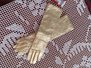 Edmins rękawiczki skórzane długie pięciopalczaste złote r 6,5 nowe