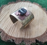 Bransoletka miedziano mosiężna 5cm z Czarnym turmalinem