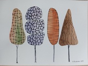 Akwarela Akwarelka Obraz pt. Drzewa' 2 ok. 21 x 30 cm,