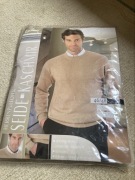 Sweter męski, beżowy , róż. 48 kaszmir