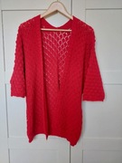 Sweter ażurowy narzutka czerwona Italy. Roz uniwersalny 