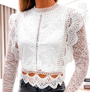 BIAŁA KORONKOWA BLUZKA Z ZAMKIEM NA PLECACH