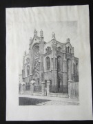 Miasto Łódź - rysunek zniszczonej w czasie wojny Synagogi Ezras Izrael