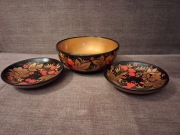 Chochłoma rosyjska - 2 talerzyki i miska