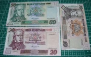 Wielka Brytania Szkocja 10, 20, 50 funtów 2001-2004 P.120-122 Zestaw 3 szt.