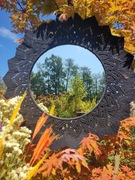 Makramowe lustro w stylu Boho w kolorze czarnym