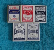 Zestaw 5  bardzo dobrych talii  do pokera lub brydża