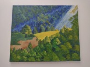 Obraz olejny 46x38 środkowy palec w polu