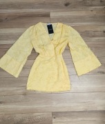 Żółta sukienka XS w stylu kimona szerokie rękawy  Loavies