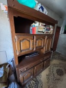 Duża dębowa meblościanka kredens z nadstawką biblioteczka masywny