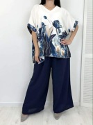 Komplet bluzka spodnie granatowy 4XL zestaw