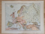 Stara mapa Europy z Atlasu z 1906 roku 
