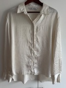 Zara L XL jedwab jedwabna koszula w paski prążki biała 