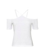 Biała bluzka z asymetrycznym dekoltem r44 