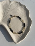 Cytryn czarny turmalin bransoletka handmade z fasetowanych kamieni
