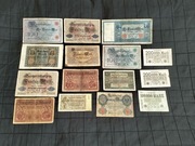 Zestaw banknotów niemieckich, 15 sztuk, marki niemieckie