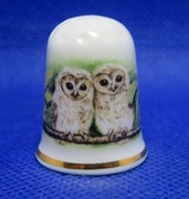 Naparstek Kolekcjonerski Porcelanowy Oakley Sówki 
