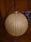 Stara duża bombka złota z brokatem PRL