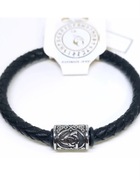 BRANSOLETKA SKÓRA STAL SZLACHETNA 316L RUNA TRIQUETRA NA ZAPIĘCIE MĘSKA