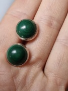 Kolczyki srebro z malachitem sztyft pr 925