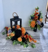 Komplet nagrobny stroik bukiet wazon lampion