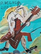 PAWEŁ KLUZA - OBRAZ OLEJNY "GITARZYSTKA" - ORYGINAŁ