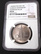10 zł. 1965 Kolumna Zygmunta  NGC  MS66