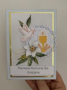 Pamiątka Pierwszej Komunii, personalizowana.