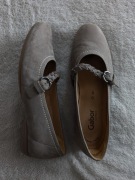 Beżowe brązowe skórzane eleganckie buty baleriny Gabor ok. 38 - 39