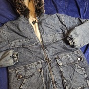 Denimowa Parka Ocieplana Mis Zahram 50 Futerko Kaptur