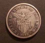 Filipiny(USA)Srebrne 1 Peso 1908(Mennica San Francisco)