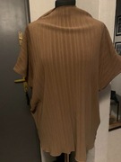 Reserved designerska plisowana bluzka tunika top oversize stójka brąz