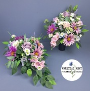 WARSZTAT ANNY  komplet stroik na cmentarz Kompozycja  bukiet jeżówka róża