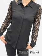 Koszula damska bluzka z koronkowym rękawem Claudie Pierlot francuska marka 