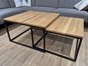 Zestaw kwadratowych stolików kawowych dębowych