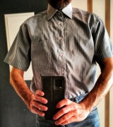 Koszula Kastor _ 40 _ krótki rękaw _ szara _prążki