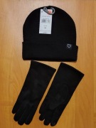 Czapka i rękawiczki – czarny, damski zestaw